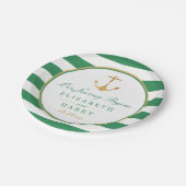 航海の金ゴールドいかり、シーグリーン&金ゴールド結婚ズ ペーパープレート (アングル)