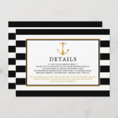 航海の金ゴールドいかり、ブラック&金ゴールド結婚の詳細 エンクロージャーカード (正面/裏面)