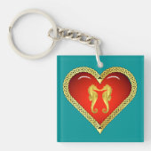 航海の金ゴールドシーホース赤いハート/アクア キーホルダー (正面)