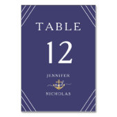 航海の金ゴールドストライプいかりネイビーブルー結婚ズ テーブルナンバー (正面)