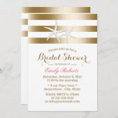 航海の金ゴールドストライプスターフィッシュブライダルシャワー 招待状 (正面/裏面)