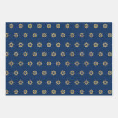 航海の金ゴールドブルーネイビーいかりストライプズボートホイール ラッピングペーパーシート (正面3)