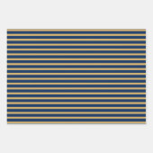 航海の金ゴールドブルーネイビーいかりストライプズボートホイール ラッピングペーパーシート (正面2)