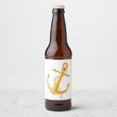 航海の金ゴールド結婚いかりビーチ夏パーティー ビールラベル (正面)
