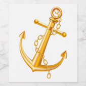 航海の金ゴールド結婚いかりビーチ夏パーティー ワインラベル (シングルラベル)