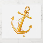 航海の金ゴールド結婚いかり婚約ビーチ スパークリングワインラベル (シングルラベル)