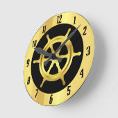 航海の金ゴールド船/ボートホイール ラウンド壁時計 (傾斜)