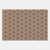 航海の金ゴールド・ネイビー青船帆船 ラッピングペーパーシート (正面2)