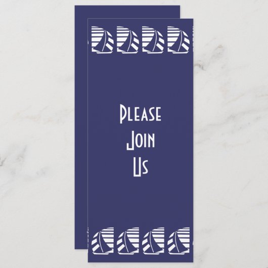 航海の青と白のデコカスタム招待状 招待状 (正面/裏面)