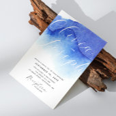 航海の青のスクリプ結婚ト写真+ QR詳細 招待状