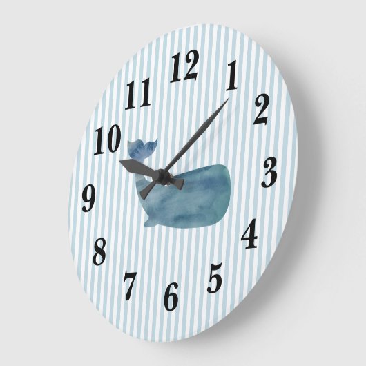 航海の青ホエーストライプル大名門私立校風の時計 ラージ壁時計 (傾斜)