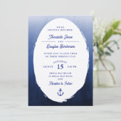 航海の青 白 オーバル 水彩 結婚式 招待状 (スタンド正面)