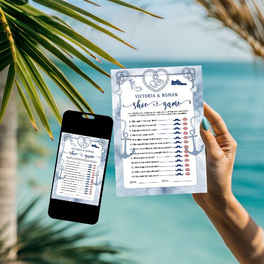 航海の靴ゲーム ブライダルシャワー ウェディングカード 招待状