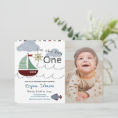 航海の魚釣りパーティー1歳 招待状 (スタンド正面)