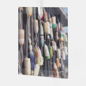 航海の魚釣りブイズオン素朴建物 ガラスオーナメント (正面左)