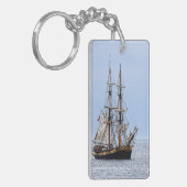 航海の魚釣りボートブルースカイズ キーホルダー (正面左)