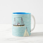 航海の魚釣り ツートーンマグカップ (正面右)