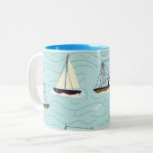 航海の魚釣り ツートーンマグカップ (正面左)