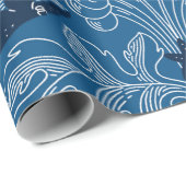 航海の鯨とビンタグを使ったダマスクの食モダン感 ラッピングペーパー (ロールコーナー)