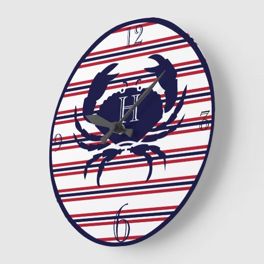 航海の1グラム赤い海軍の白いカニ大時計 ラージ壁時計 (傾斜)