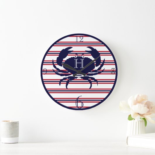 航海の1グラム赤い海軍の白いカニ大時計 ラージ壁時計 (ホーム)