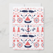 航海の1歳誕生日コーラルネイビー 招待状 (裏面)