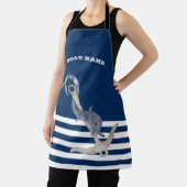 航海の,いかりドルフィンNavy ストライプの Blue エプロン (インサイチュ)