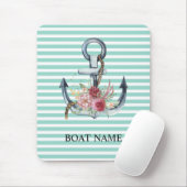 航海の,いかり花ミントグリーンストライプ マウスパッド (マウス)