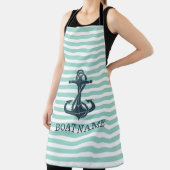 航海の,いかり，ミントグリーンストライプ エプロン (インサイチュ)