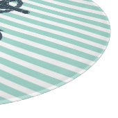 航海の,いかり,ミントグリーンストライプ カッティングボード (角)