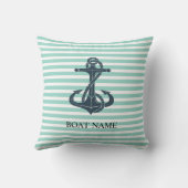 航海の,いかり,ミントグリーンストライプ クッション (裏面)