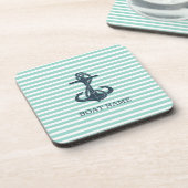 航海の,いかり，ミントグリーンストライプ コースター (左側)