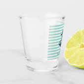 航海の,いかり，ミントグリーンストライプ ショットグラス (左)