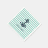 航海の,いかり,ミントグリーンストライプ スタンダードカクテルナプキン (角)