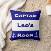 航海の |キッズルームNavy Blue and Whiteいかり クッション (ブランケット)