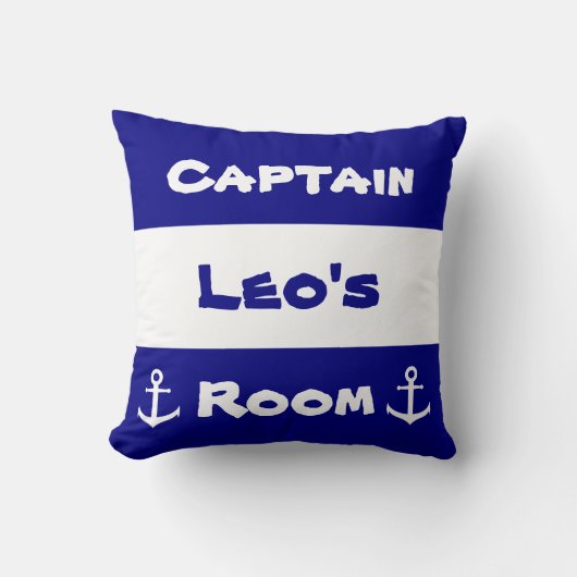 航海の |キッズルームNavy Blue and Whiteいかり クッション (正面)
