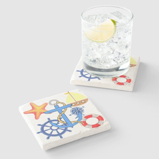 航海の ストーンコースター (横)