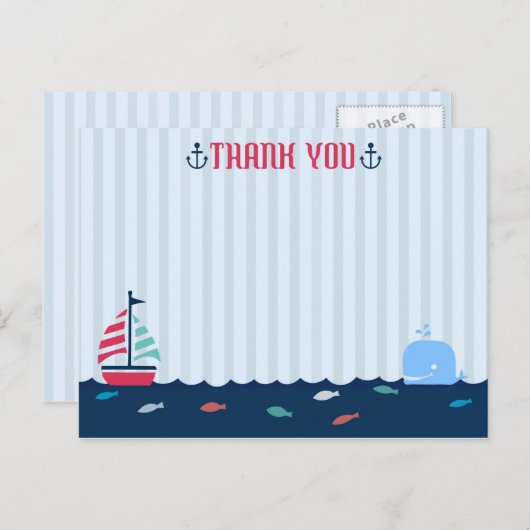 航海の/セーラーテーマ空白のありがとう ポストカード (正面/裏面)
