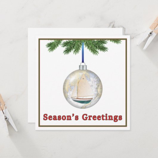 航海の&セーリングをテーマにしたクリスマスカード カード (正面/裏面インサイチュ)