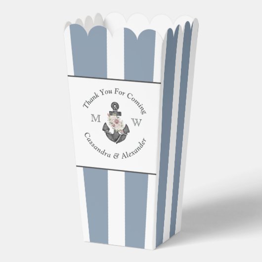 航海の – テーマのフローラいかりほこりっぽいブルーホワイト フェイバーボックス (正面)