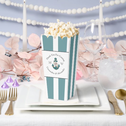 航海の – テーマフローラいかりホワイトアクアティール（緑がかった色）ブルー フェイバーボックス (ウェディング)