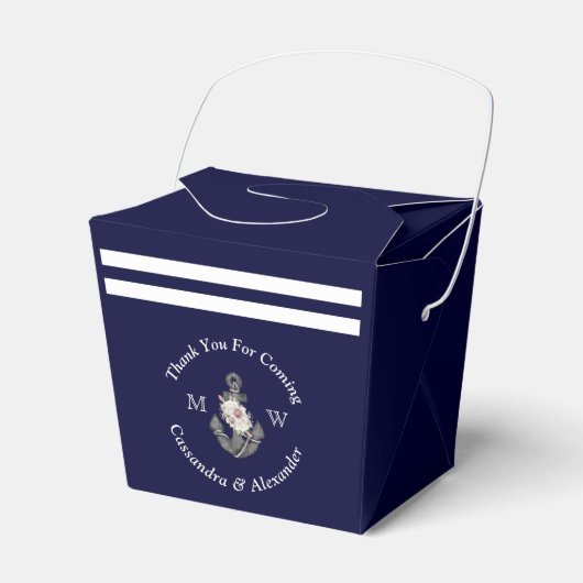 航海の – テーマフローラいかりホワイトネイビーブルーファゴ フェイバーボックス (正面サイド)