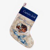 航海の-テーマ海と挨拶 スモールクリスマスストッキング (正面 (吊り時))