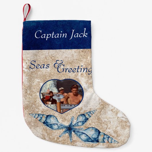 航海の-テーマ海と挨拶 スモールクリスマスストッキング (正面)