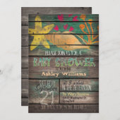 航海の、ビーチウッドベビーカラフルシャワー 招待状 (正面/裏面)