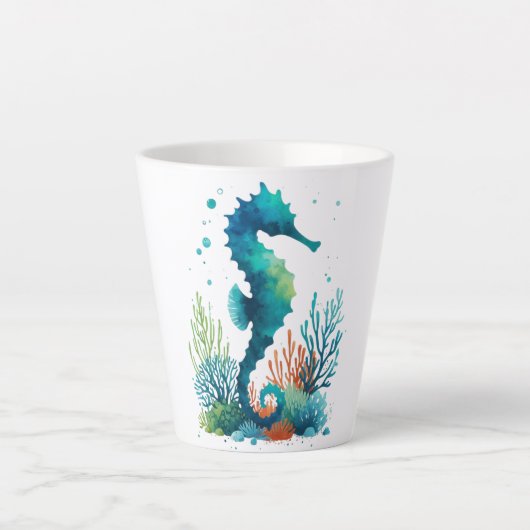 航海の/ビーチ/沿岸海馬アート カフェラテマグ (正面)