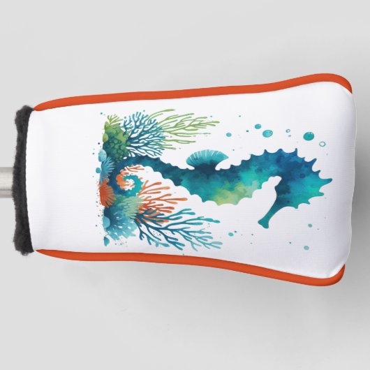 航海の/ビーチ/沿岸海馬アート ゴルフヘッドカバー (正面)