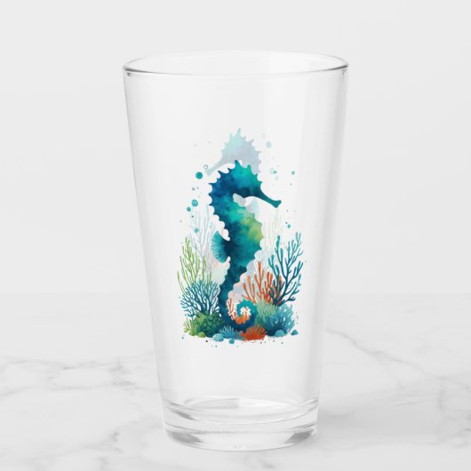 航海の/ビーチ/沿岸海馬アート タンブラーグラス (正面)