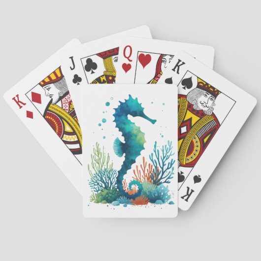 航海の/ビーチ/沿岸海馬アート トランプ (裏面)