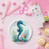 航海の/ビーチ/沿岸海馬アート ペーパープレート (パーティー)